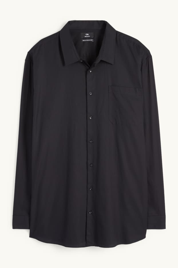 Hommes - Chemise - regular fit - col kent - facile à repasser - noir