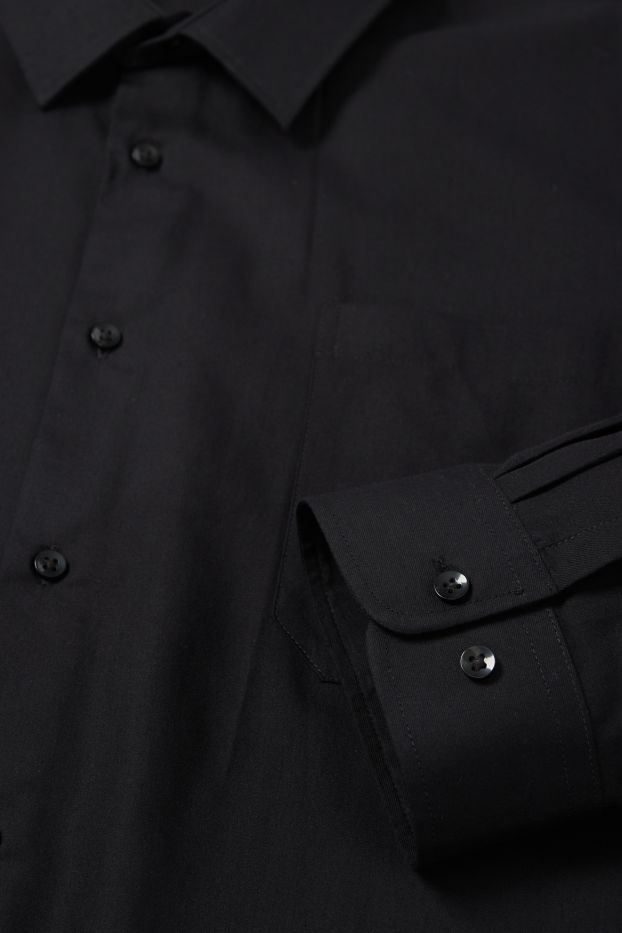 Hommes - Chemise - regular fit - col kent - facile à repasser - noir