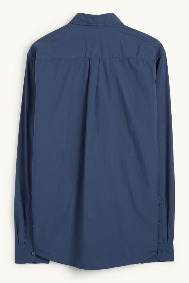 Pánské - Košile - regular fit - kent - tmavomodrá