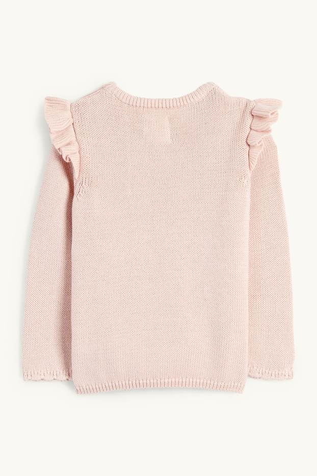 Baby Mädchen - Herzchen - Baby-Pullover - Zopfmuster - rosa
