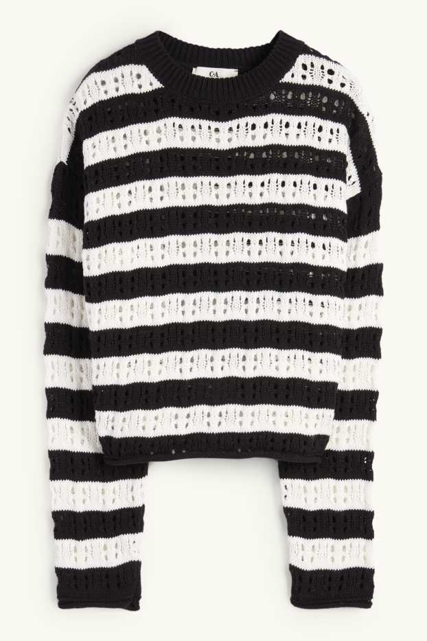 Copii - Fete - Pulover - cu dungi - negru / alb