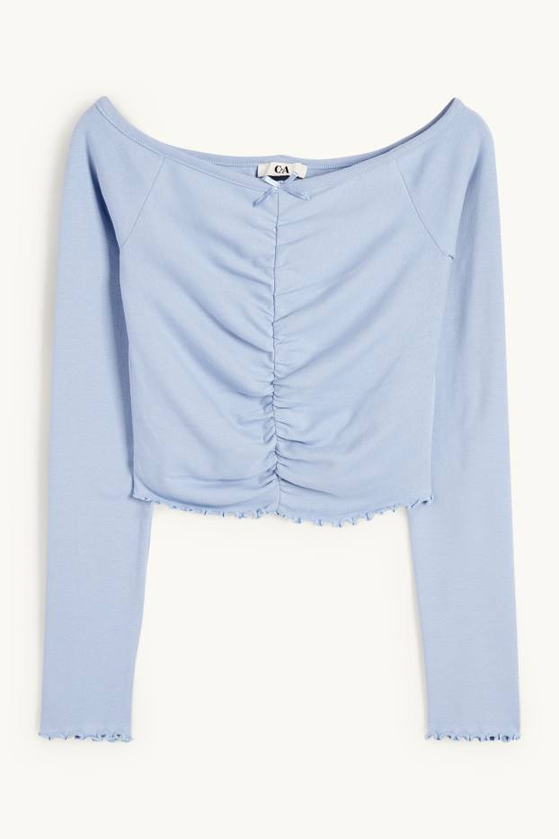 Women - Cropped long sleeve top - blue