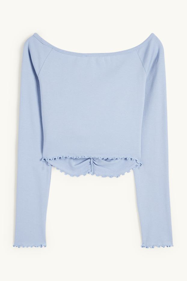 Women - Cropped long sleeve top - blue