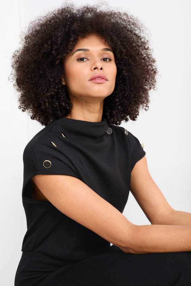 Damen - Strickkleid - schwarz