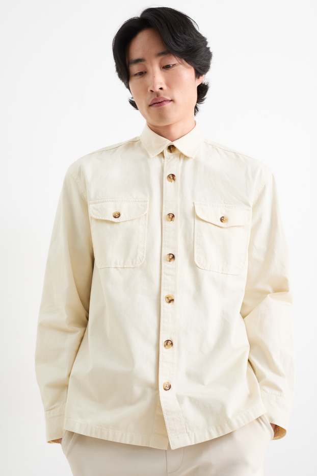 Men - Shirt - regular fit - kent collar - cremewhite