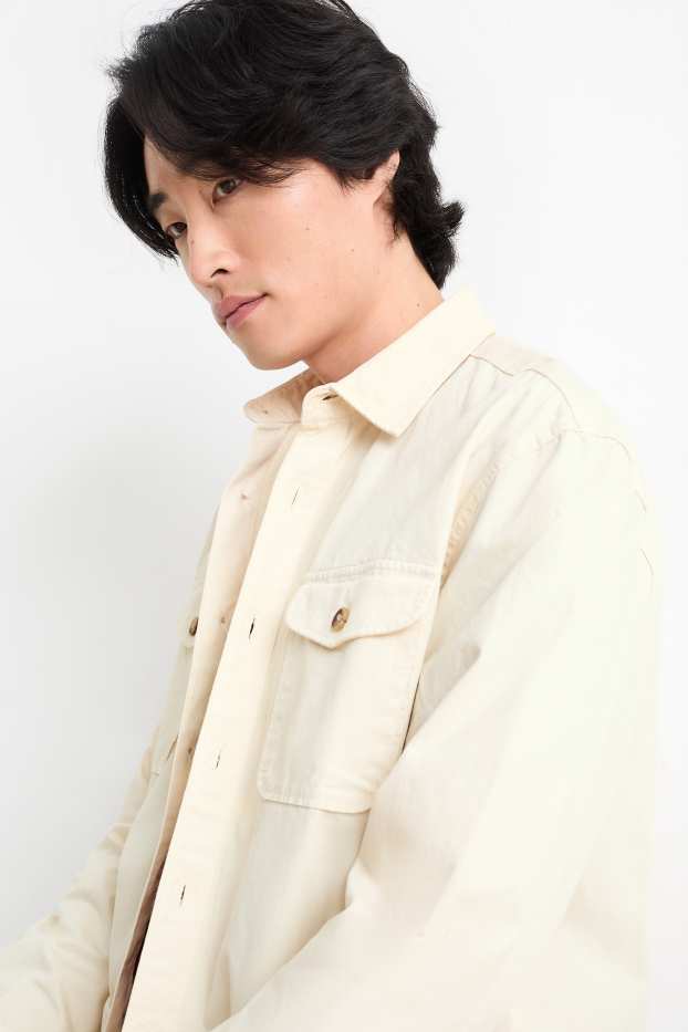 Men - Shirt - regular fit - kent collar - cremewhite