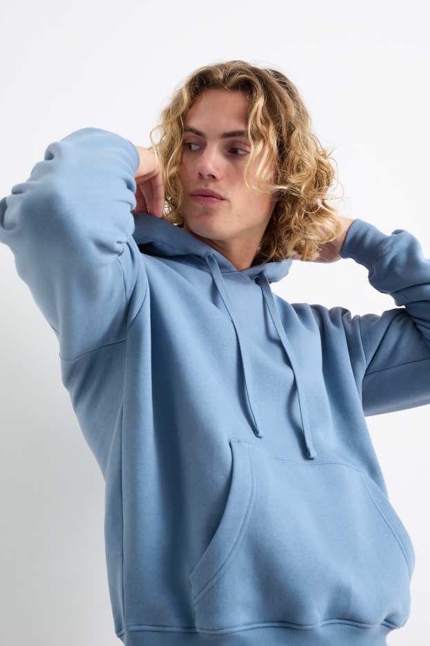 Hommes - Sweat à capuche oversize - bleu