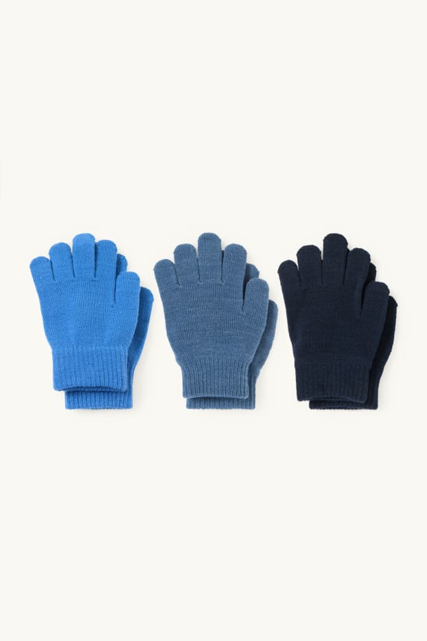 Children Boys - Multipack of 3 - knitted gloves - blue
