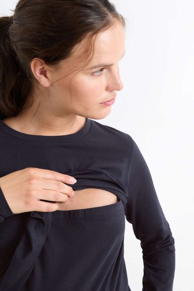 Donna - Maglia a maniche lunghe per allattamento - blu scuro