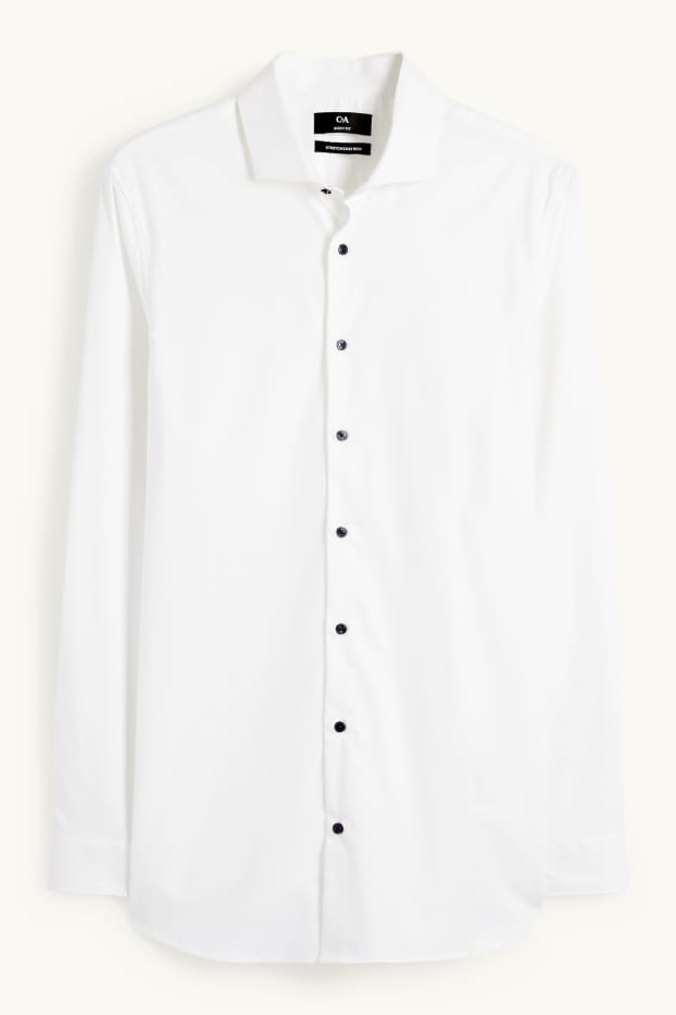 Uomo - Camicia business - body fit - colletto cutaway - facile da stirare - LYCRA® - bianco crema