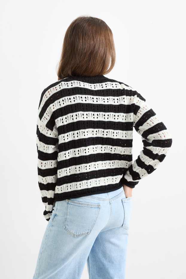 Copii - Fete - Pulover - cu dungi - negru / alb