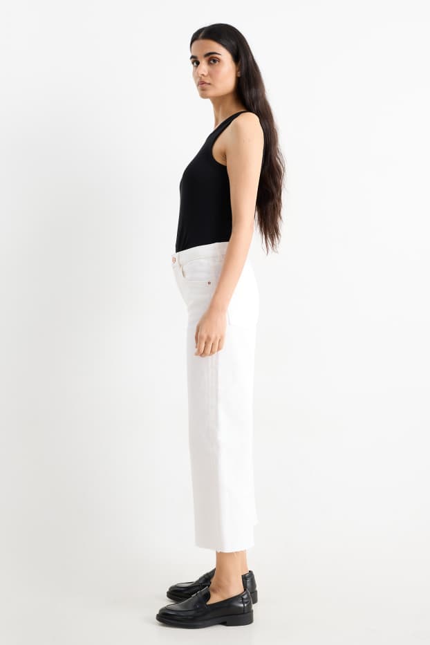 Dames - Wide leg jeans - mid waist - crème wit