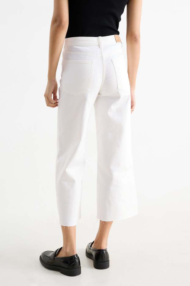 Dames - Wide leg jeans - mid waist - crème wit