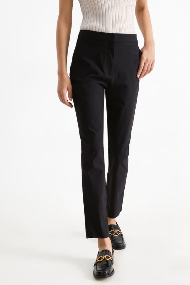Donna - Pantaloni - vita media - slim fit - nero