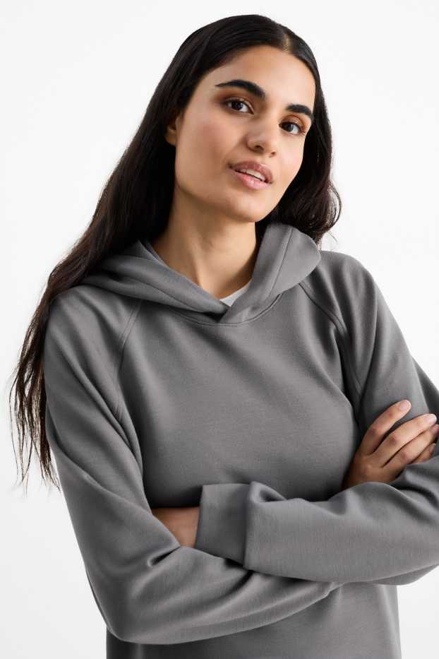 Dames - Basic hoodie - donkergrijs