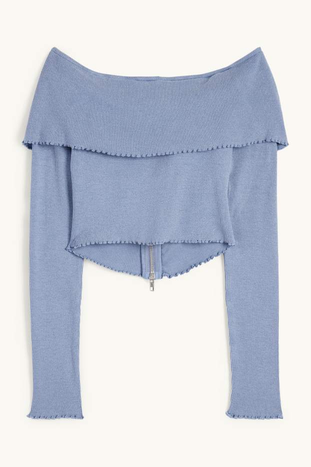 Women - Cropped cardigan - blue