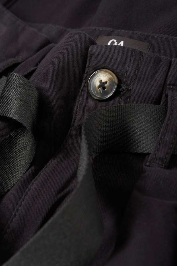 Femmes - Pantalon cargo - high waist - tapered fit - noir