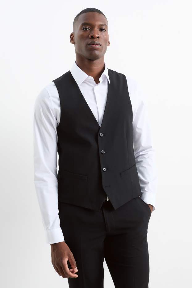 Herren - Baukasten-Weste - Slim Fit - Flex - 4 Way Stretch - LYCRA® - schwarz