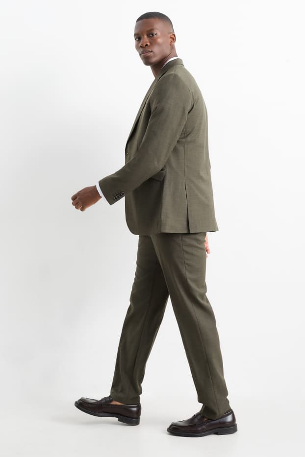 Hommes - Pantalon de costume - regular fit - Flex - vert foncé