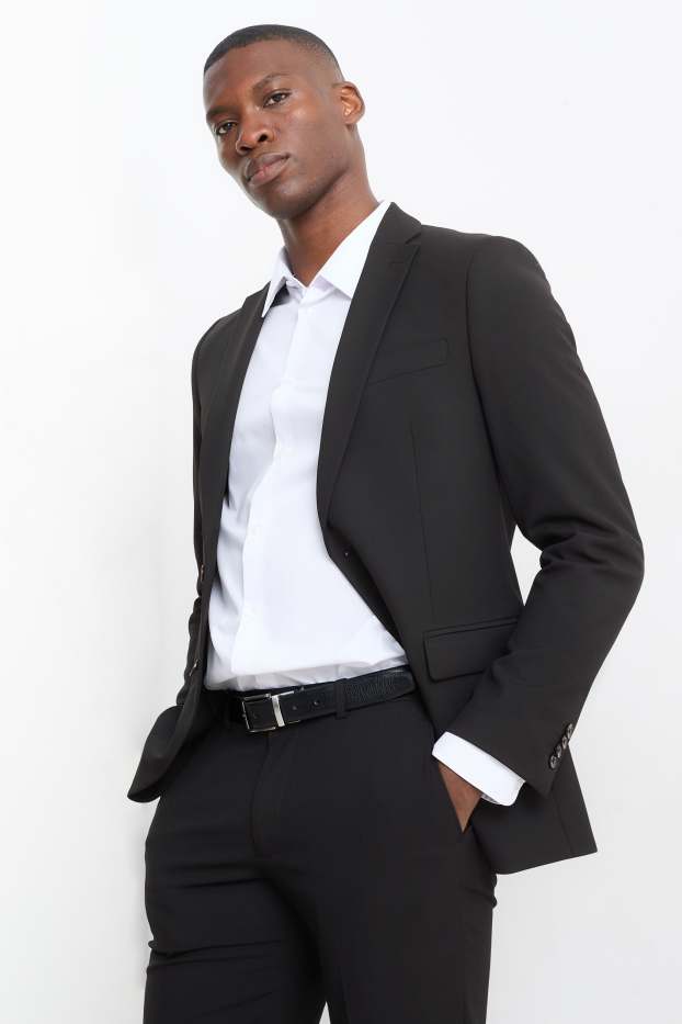 Hommes - Veste de costume - body fit - Flex - 4 Way Stretch - LYCRA® - noir