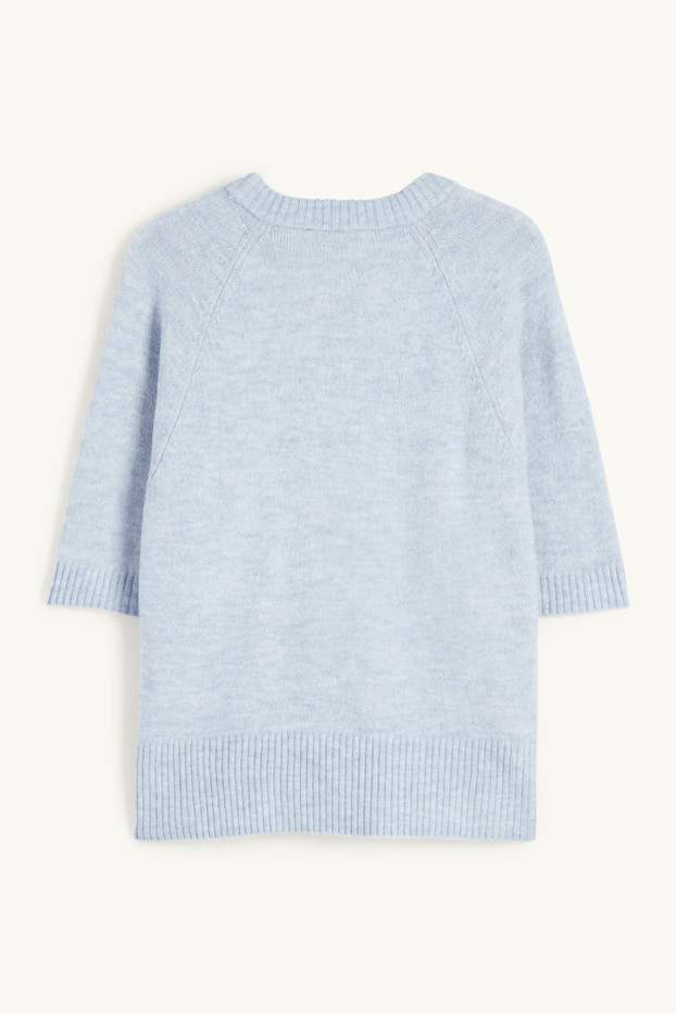 Femmes - Pullover en maille - manches courtes - bleu clair