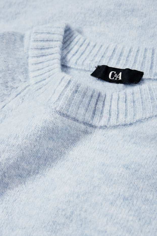 Femmes - Pullover en maille - manches courtes - bleu clair