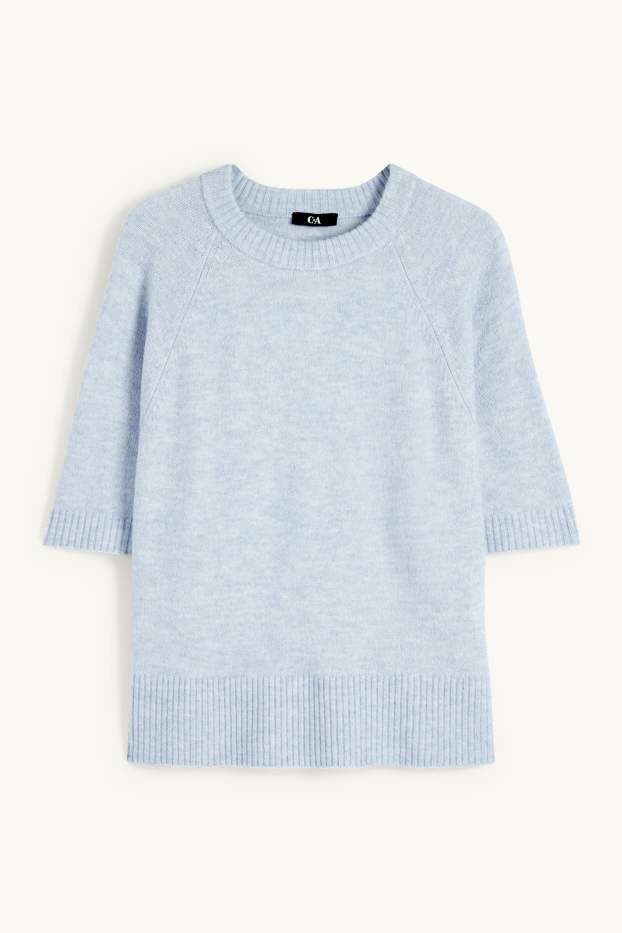 Femmes - Pullover en maille - manches courtes - bleu clair