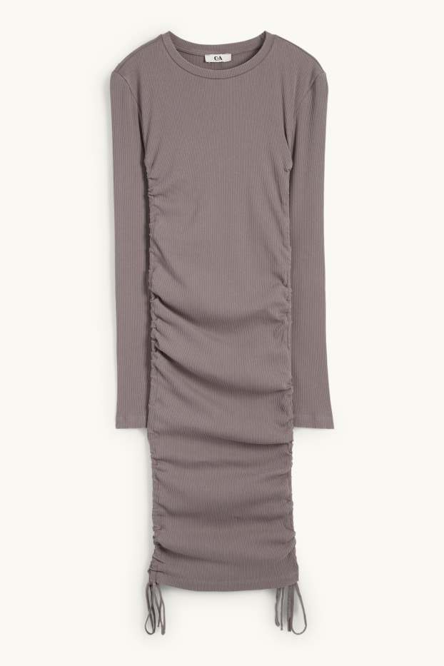 Donna - Vestito aderente - a coste - grigio