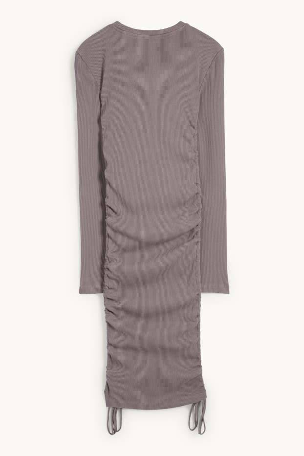 Donna - Vestito aderente - a coste - grigio