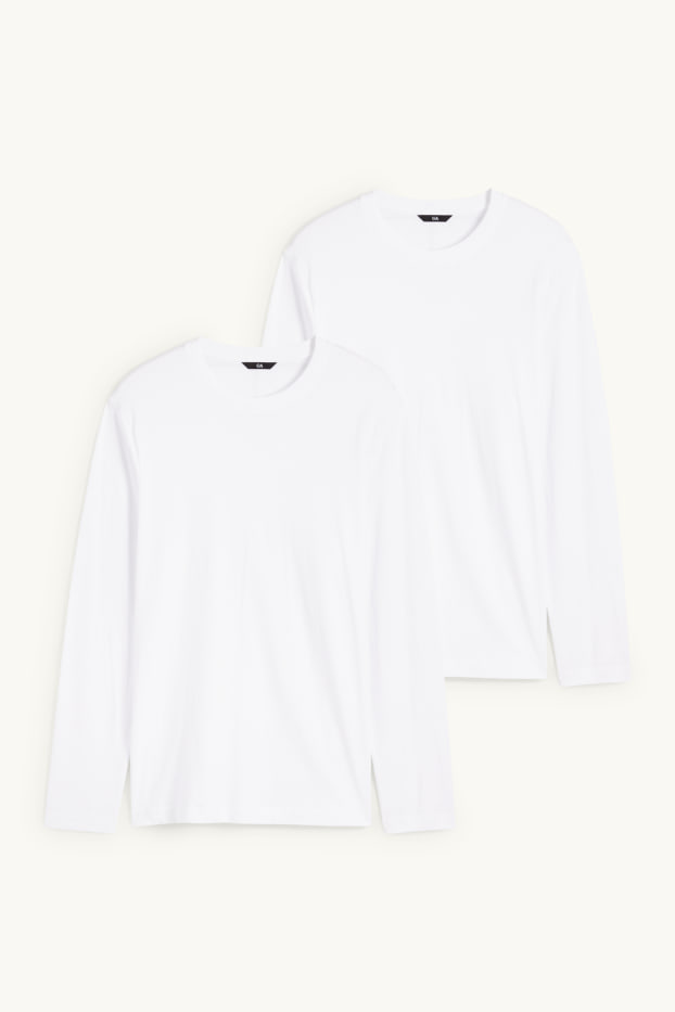Pánské - Multipack 2 ks - tričko s dlouhým rukávem - bílá