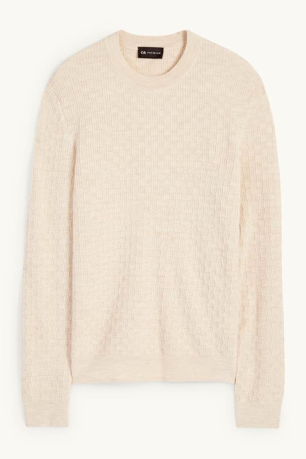 Herren - Pullover - strukturiert - hellbeige