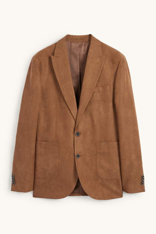 Mężczyźni - Marynarka modułowa - slim fit - z fakturą - brązowy