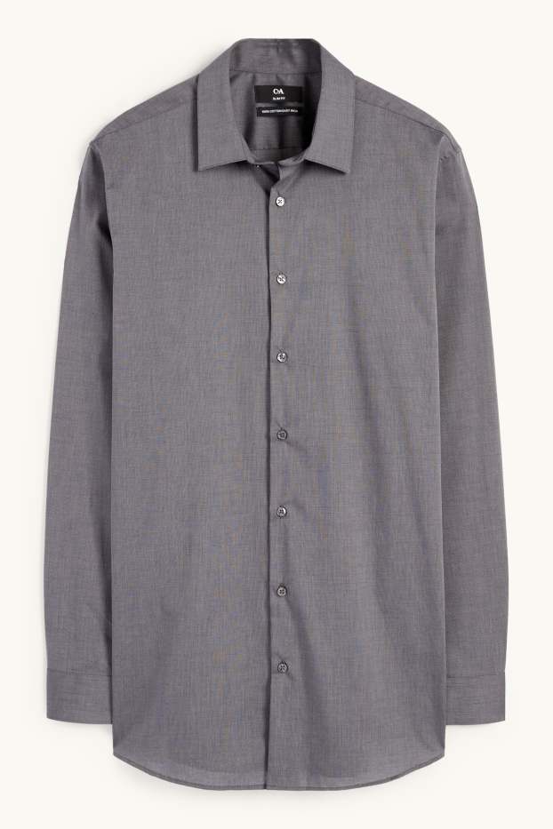 Hommes - Chemise - slim fit - col kent - facile à repasser - gris foncé