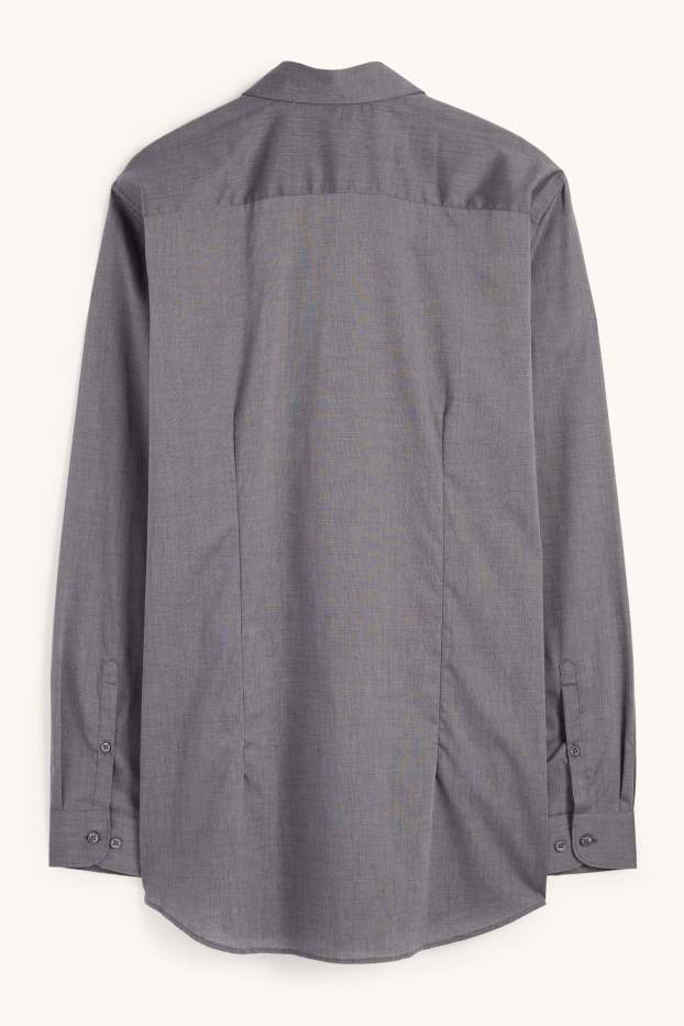 Hommes - Chemise - slim fit - col kent - facile à repasser - gris foncé