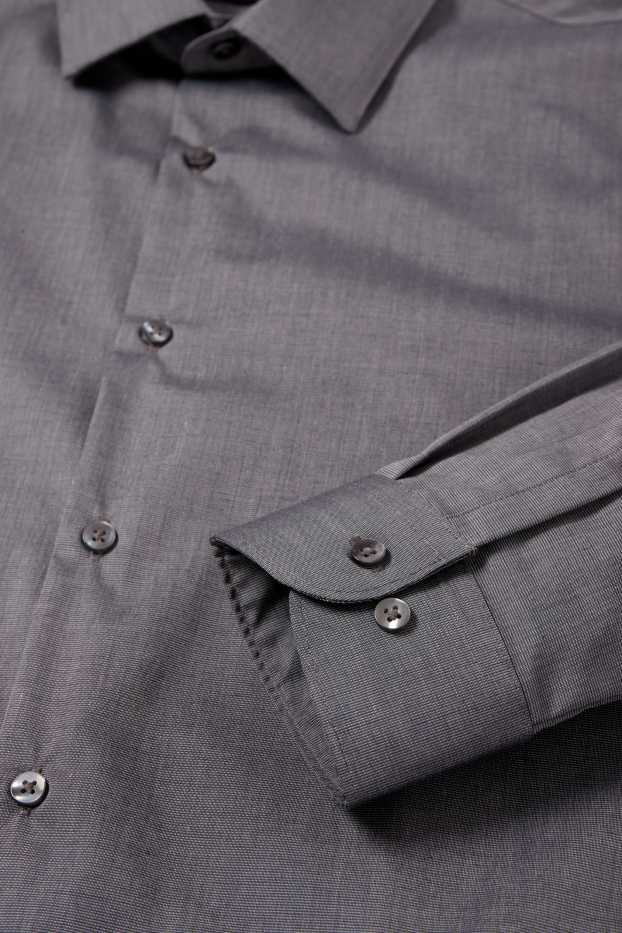 Hommes - Chemise - slim fit - col kent - facile à repasser - gris foncé