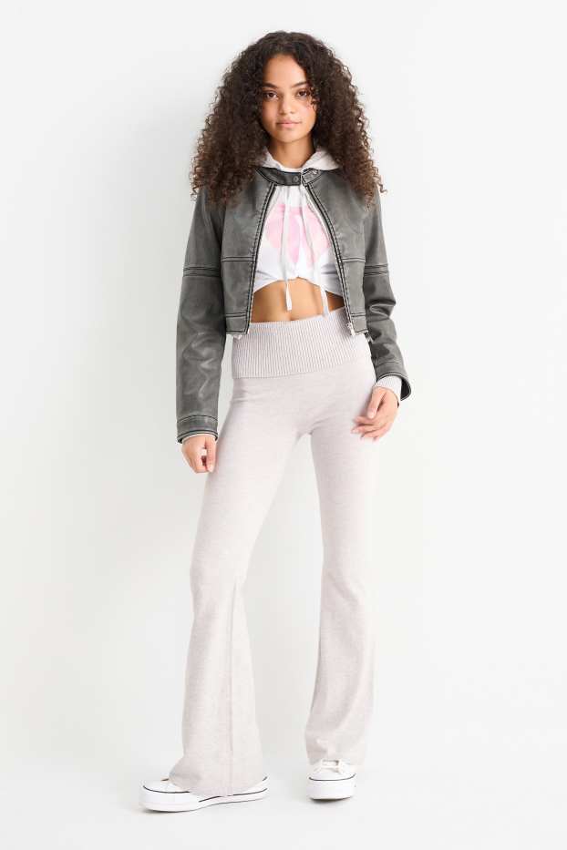 Femmes - Flared legging de maille - gris