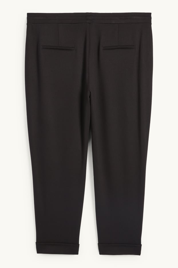 Damen - Stoffhose - Mid Waist - Tapered Fit - schwarz