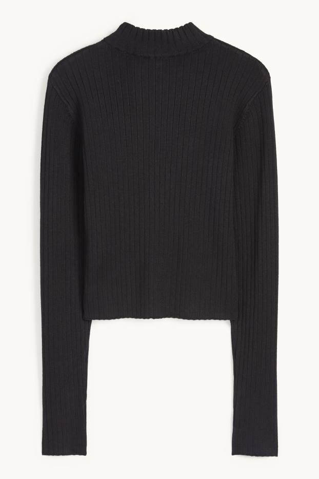 Dona - Jersei crop - acanalat - negre
