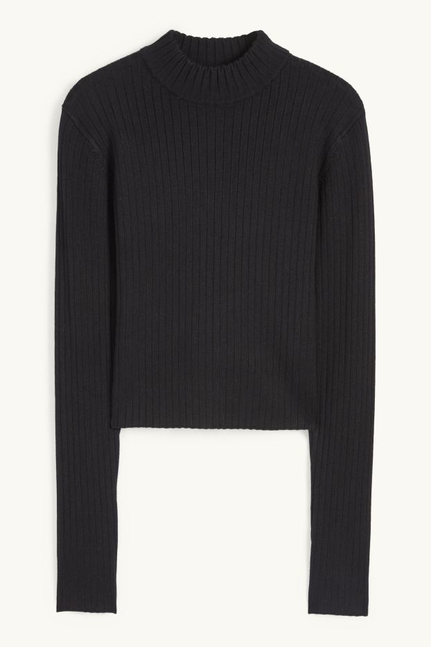 Dona - Jersei crop - acanalat - negre