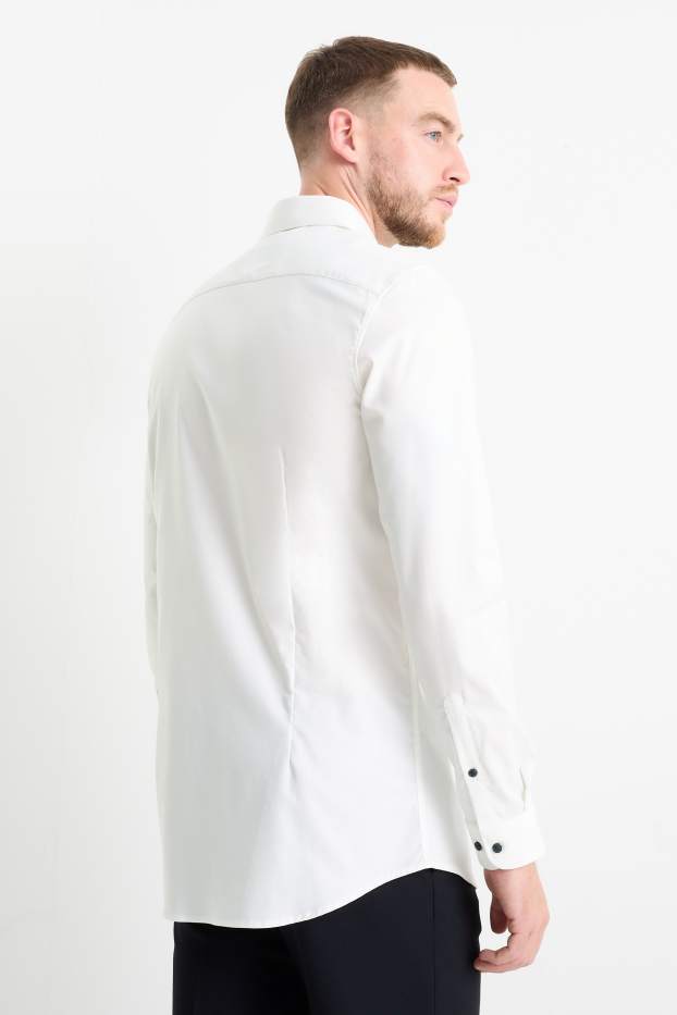 Uomo - Camicia business - body fit - colletto cutaway - facile da stirare - LYCRA® - bianco crema