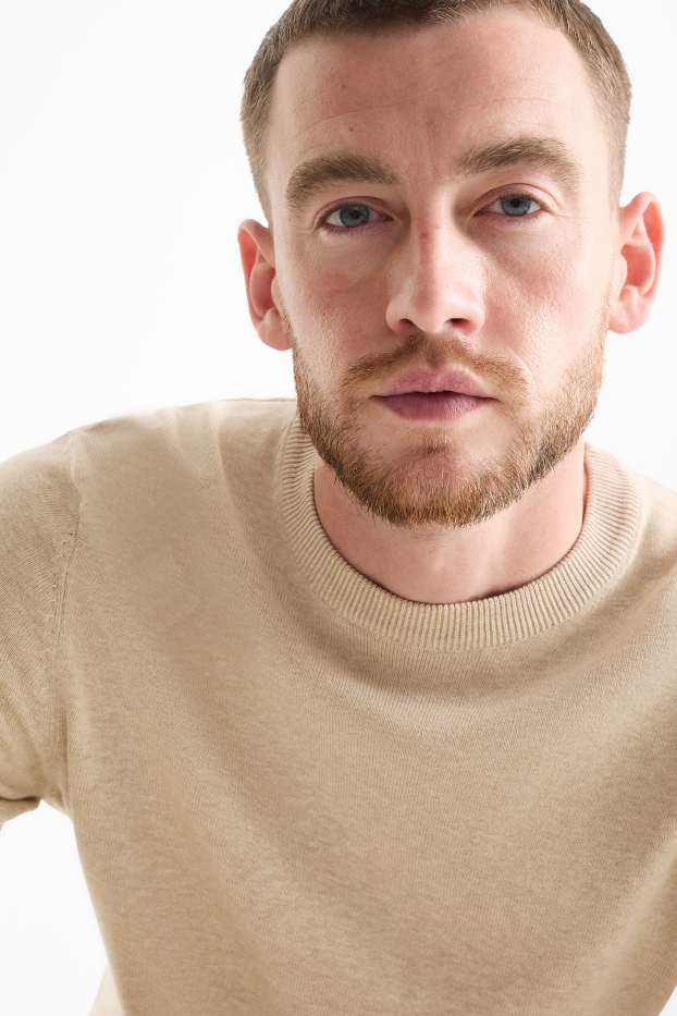 Herren - Feinstrick-Pullover - beige