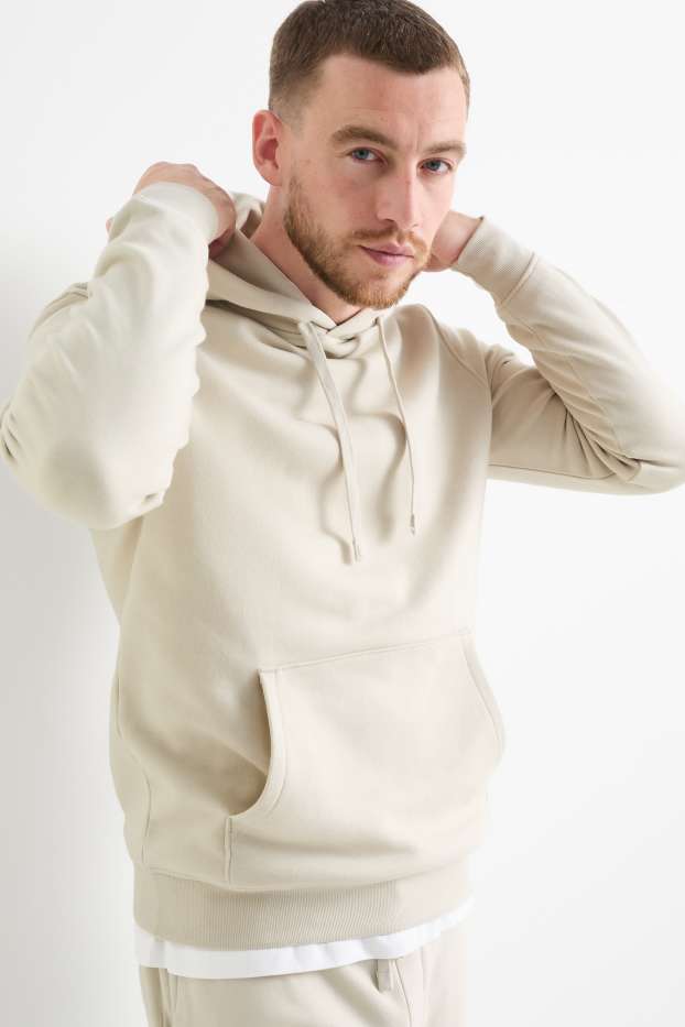 Hommes - Sweat à capuche - beige