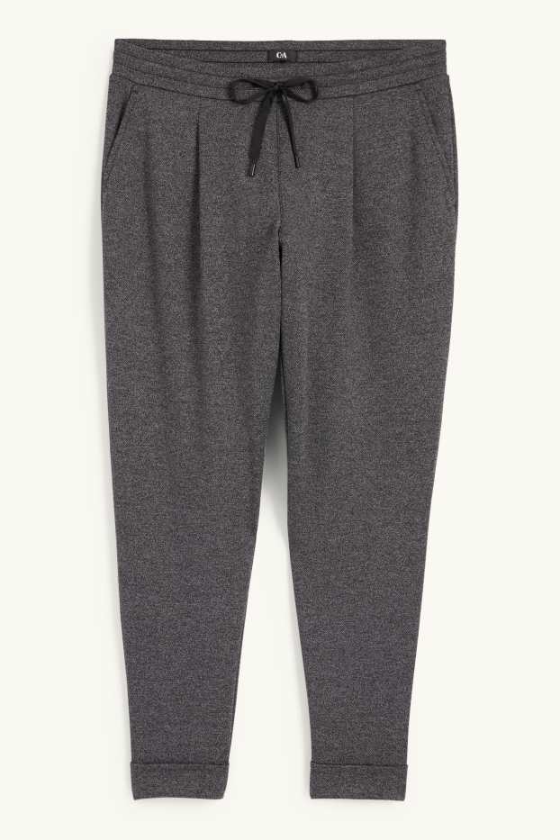Damen - Stoffhose - Mid Waist - Tapered Fit - dunkelgrau