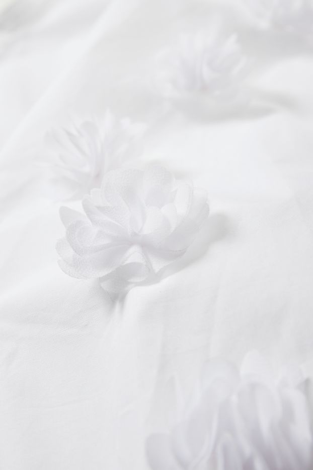Donna - Blusa di popeline - bianco neve