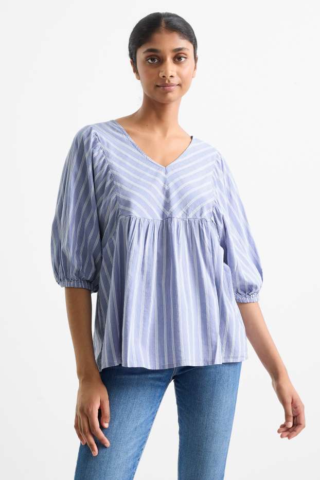 Donna - Blusa - a righe - azzurro