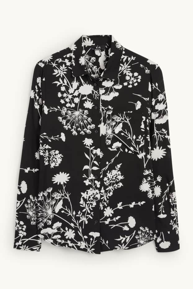 Women - Blouse - floral - black