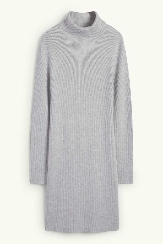 Enfants filles - Robe de maille à col roulé - gris clair