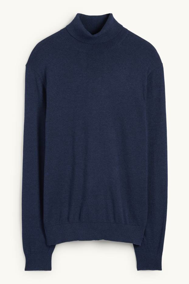 Hommes - Pull à col roulé - bleu foncé