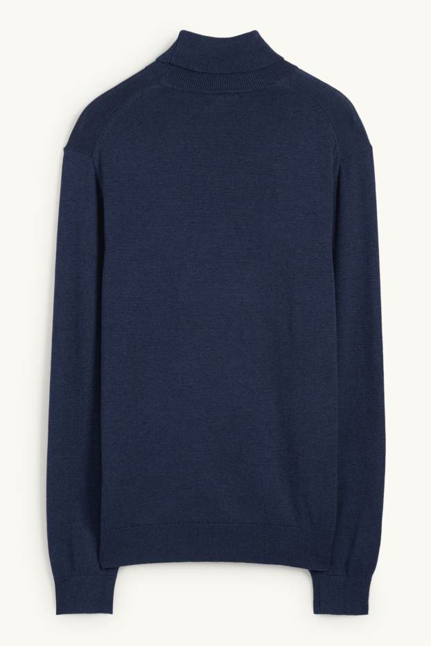 Hommes - Pull à col roulé - bleu foncé