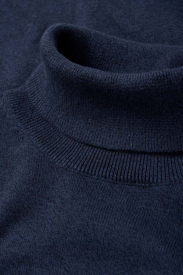 Hommes - Pull à col roulé - bleu foncé